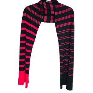 Lsenboye scarf pink black stripped knit acrylic 72X15" READ